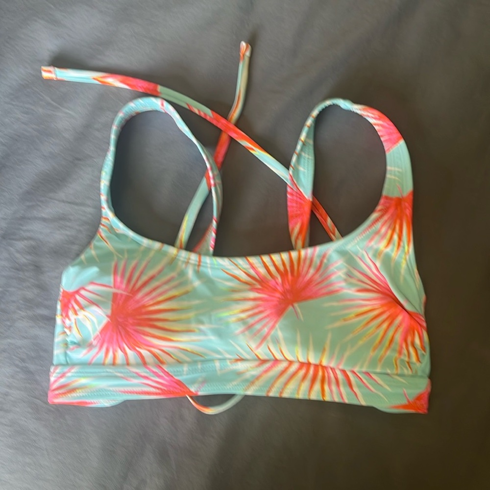 Xhilaration medium baby blue/pink swim top
